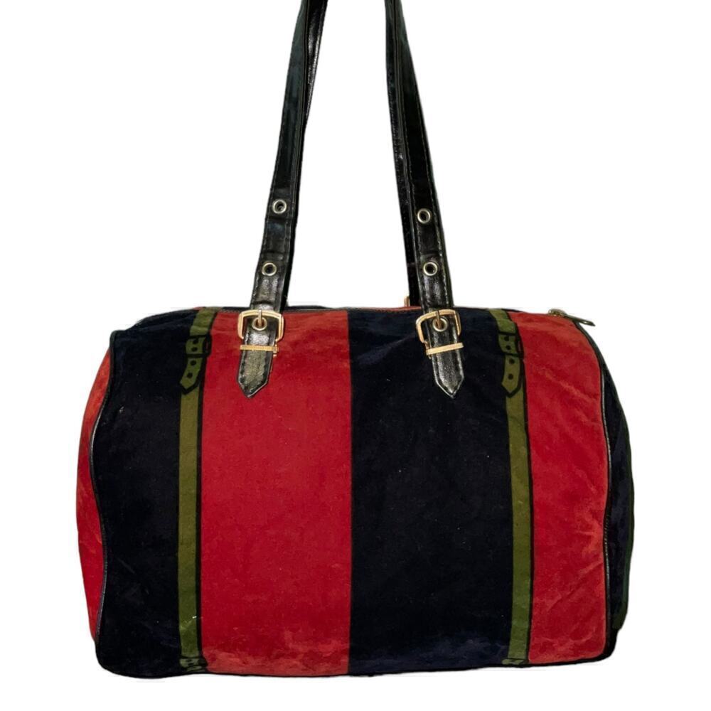 Vintage Roberta di Camerino Velour Trompe L'oeil Duffle Boston Bag - Picture 2 of 14